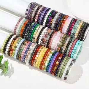 Healing Crystal Energy Stones Mind Body Therapy Natural Agate Tiger Eye Stone Bracelet Minimalist Unisex Fashionable Bead