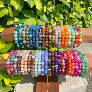 Healing Crystal Stripe Agate Onyx Woman Kids Natural 6 8 10mm Bead Men Summer Beads Elastic Fashion Jewelry Couple Bracelet