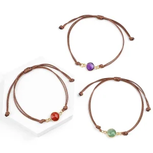 Healing Faceted Amethyst Tiger Eye Charm Bracelet for Prosperity and Grounding Crystal Jewelry Adjustable Macrame Boho Bracelet