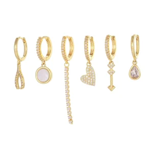Heart Arrows Pendant Earrings Sets Fashion Gold Plated Water Drop Zircon Earring Set for Gift