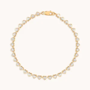 Heart Bezel Tennis Bracelet Pure Silver Bracelet Lab Grown Diamond Charms for Jewelry Making 18k Gold Bracelet
