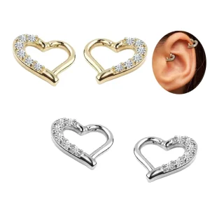 Heart Ear Helix Daith Earring Hoop Stainless Steel Hinged Segment Ring Fashion Body Jewelry for Women Men