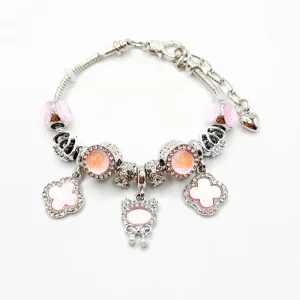 Heart Full Rhinestone Four Leaf Clover Bear Bracelet Fashion Cuff Jewelry Live Selling