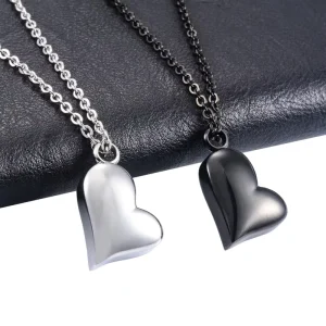 Heart Keepsake Stainless Steel Urn Necklace Pendant for Pet Ashes for Chain Choker Charms Funeral Cremation Jewelry Accessories