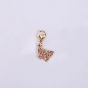 Heart Keychain Colorful Butterfly Flower Mini Metal Pendant Lobster Clasp Sweet Bag Charm Women Gift