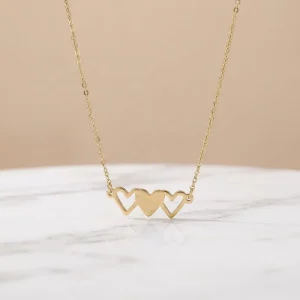 Heart Link Chain Pendant Necklace Plated 18 Inches Friendship Sister Mother Daughter Necklace