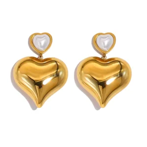 Heart Pearl Fashion Jewelry Earrings Stainless Steel Jewelry Factory Earring Heart Pearl Earring Festival Gift for Girl