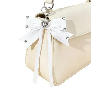 Heart Pearl Rhinestone Bow Ribbon Keychain Women’s Pain Bag Charm Gift for Bestie Bag Pendant Phone Accessory