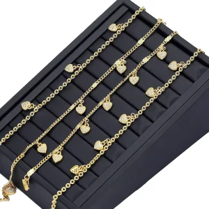 Heart Shape Brass Unisex 24K Gold Plated Charm Bracelets Fashion Trending Anklet