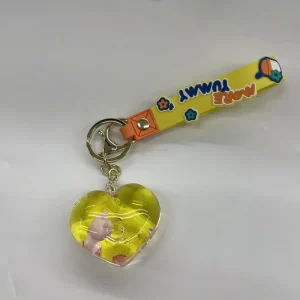 Heart Shape High Transparency Plastic Acrylic Delicate Keychain Custom Floater Liquid Color Shining Snows of Lovely Gifts Decor