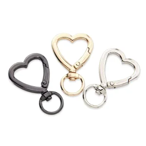 Heart Shaped Metal Spring Clip Snap Hook Carabiner DIY Hardware Accessories For Handbag And Keychain