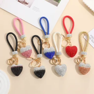 Heart-Shaped Rhinestone Keychain Pendant for Women Personal Gift