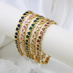 Heart Tennis Chain Bracelet CZ Bling Gold Plated White Pink Green Colorful Zircon Fashion Women Jewelry