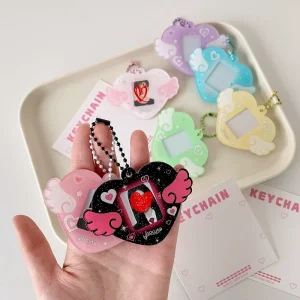 Heart Wing Acrylic Photo Frame Keychain Photocard Holder Photo Album Kpop Photo Insert Keychain Photocards Frames Photo Albums