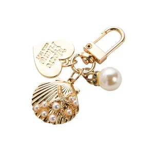 Heart shaped Shell Pearl Instagram Style Korean Style Keychain Bag Charm Metal Accessory DIY Seashell Manufacturer Instagram