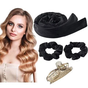 Heatless Hair Curler Headband Set for Long Hair Cotton Polyester Velvet Curling Ribbon Hair Clips Soft Sleep Overnight 155cm