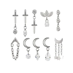 Helix Earring Nose Ear Ring Lip Ring Piercing Jewelry ASTM F136 Internally Threaded Top Fashion Jewelry