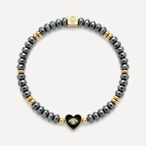 Hematite Heart 18K Gold Plated Brass Beaded Ball Vintage Gift Women’s Bracelet Spiritual Jewelry OEM ODM Low MOQ