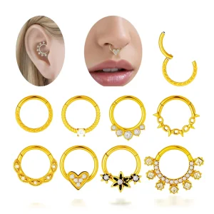 Hengsen Stainless Steel Tragus Earrings Hypoallergenic Nose Rings Zircon Setpum Hoop Cartilage Earrings Nostril Piercing Jewelry