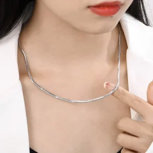 Herringbone Flat Snake Chain Necklace Waterproof 18k Gold-plated Stainless Steel Snake Chain