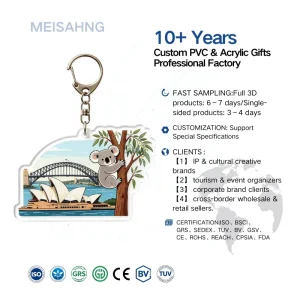 High End Custom Brand Acrylic Keychain Exclusive Artwork Cutting Clear Acrylic Pendant Promotional Business Gift Bulk