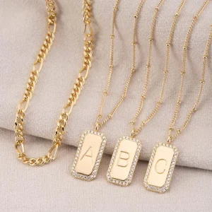 High End Elegant Versatile Pendant Layered Necklace with Letter Pendant for Women Fashion Layered Link Chains