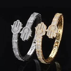 High End Fashion Bangle Men’s Hip Hop Mixed Zircon Hand Bracelet Palm Personality Bangle