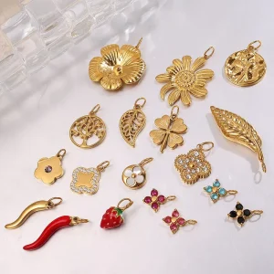 High End Fashion Designer Stainless Steel Charms DIY Diamond Pendants Accessories for Jewelry Making