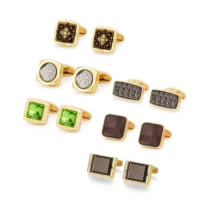 High End Gold French Zircon Cufflinks Fashionable Tie Clips and Cuff Links