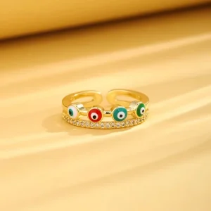 High End Luxury Fashion Rings for Men and Women Cross Border Hip Hop Zircon Eye Ring Light Luxury Jewelry Accessories