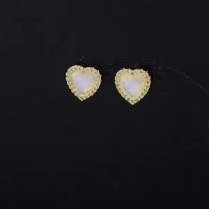 High End Zinc Alloy Micro Zircon Heart Earrings for Women Daily Life Wearing