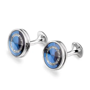 High Fashion Christmas Promotion Gifts Make Custom Brass Blue Stone Italian Cufflinks for Mens Shirts