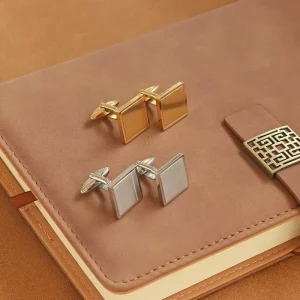 High Finish Stainless Steel Brushed Matte Square Cufflinks for Men Engravable for Weddings Gifts Parties Anniversaries