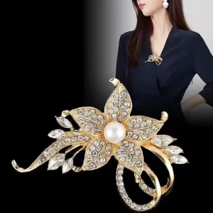 High Gold Anti Running Crystal Butterfly Brooch for Women Elegant Welding Wedding Decoration Pin Enhances Fashion Appeal