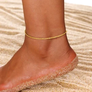 High Grade Titanium Steel Women’s Anklet Imitation Pearl Heart Shape Jewelry Snake Bone Chain Blade Bow Cross Border Fashion