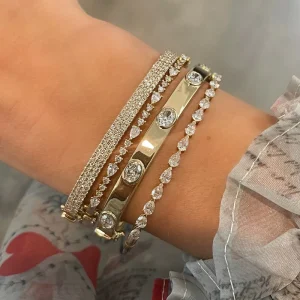 High Polish Oval CZ Bangle Bracelet for Women Girl 5A Cubic Zirconia Fashion Parry Jewelry