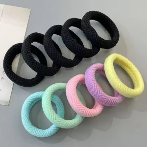 High Quality 2pcs set Elastic Hairbands Scrunchies Ponytail Solid Color Fashion Casual Prom Wedding Party Women