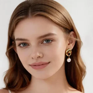 High Quality 316L Stainless Steel 18K Gold PVD Plated Half Orb Pearl Drop Earrings Tarnish Free Waterproof Fashion Jewelry