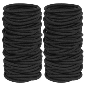 High Quality 4mm Black Elastic Hair Ties Sweet Style Ponytail Holders for Thick Hair No Damage Ponytail Holder