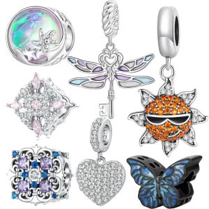High Quality 925 Sterling Silver Enamel Dragonfly butterfly Beads Charm Pendant Fit Bracelet Jewelry DIY