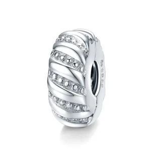 High Quality 925 Sterling Silver Wrap Around Zircon Stopper Charms Fit Silver Bracelet Fashion Jewelry DIY Accessories BSC278