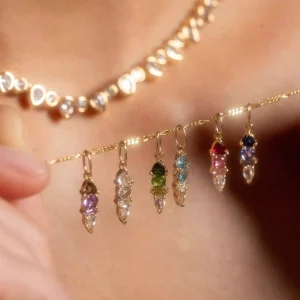 High Quality Birthstone Zircon Stainless Steel Pendant Colorful Shape Charm Fashion Party Dating Jewelry Accessories