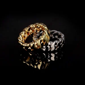 High Quality Bling Brass Ring Hip Hop Style Minimalist Design Gold Plated Iced Out For Party Statement Look
