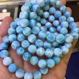 High Quality Blue Natural Larimar in Dominican Republic Buddha Beads Bracelet Stone Fashion Jewelry for Men’s and Women’s