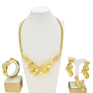 High Quality Bow Pendant Necklace Jewelry Set for Wedding Party African Women Accessories