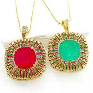 High Quality Colorful Rhinestone Zircon Pendant for Women Necklace Jewelry Accessories
