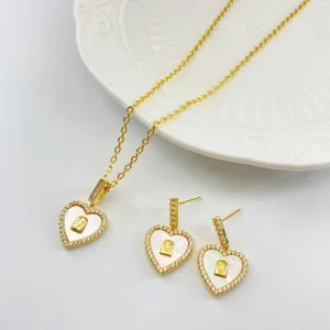 High Quality Copper 18K Gold Plated Zircon Ladybug Earring Necklace Set Custom Shape Women Wedding