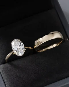High Quality Costom 925 Sterling Silver Couple Rings Daily Wear Fashion Rings 10K 14K 18K Gold Rings Oval Cut Lab Grown Diamond