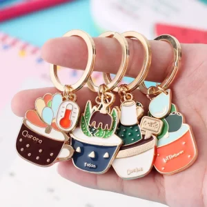 High Quality Creative Custom Cute Plant Mental Key Chain For Decoration