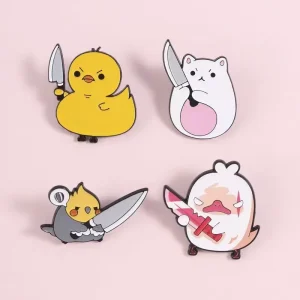 High Quality Creative Funny Cute Cartoon Animal Enamel Pin for Duck Parrot Metal Brooch Lapel Badge Fashion Jewelry Gift Friends
